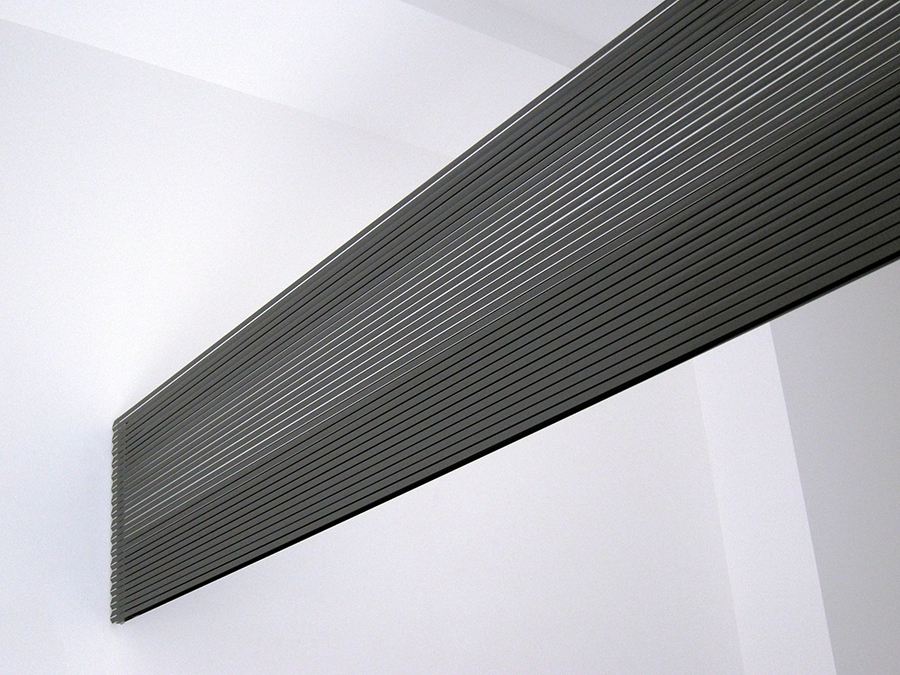 Galerie Bernd A. Lausberg. Blind Screen. Video tape, aluminium profiles, 45.25 x 5.64 x 2 cm